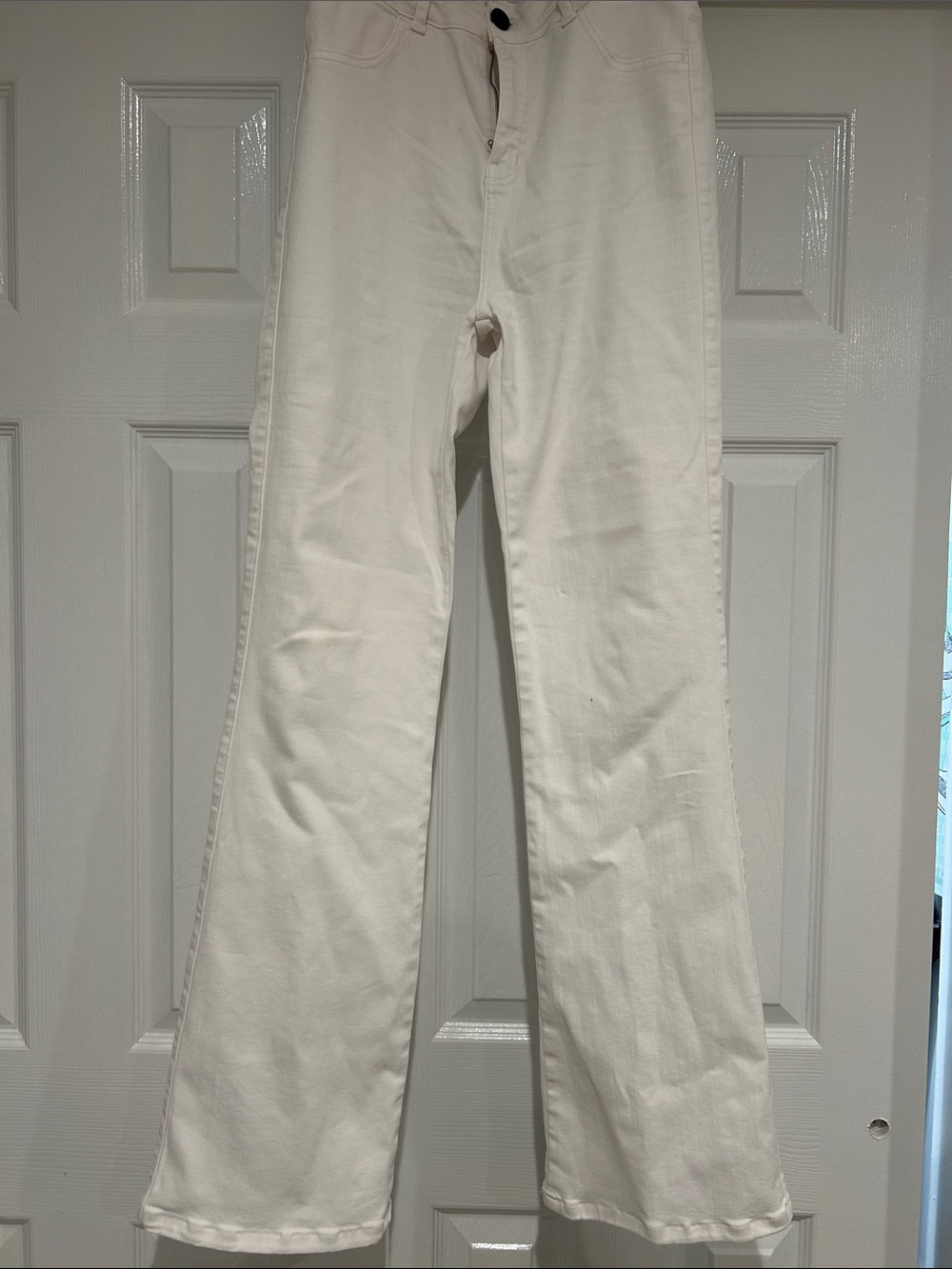 High-Rise White Wide-Leg Flare Jeans